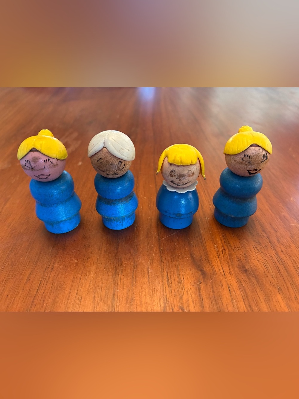 Fisher Price vintage wooden and plastic set of 4 little people